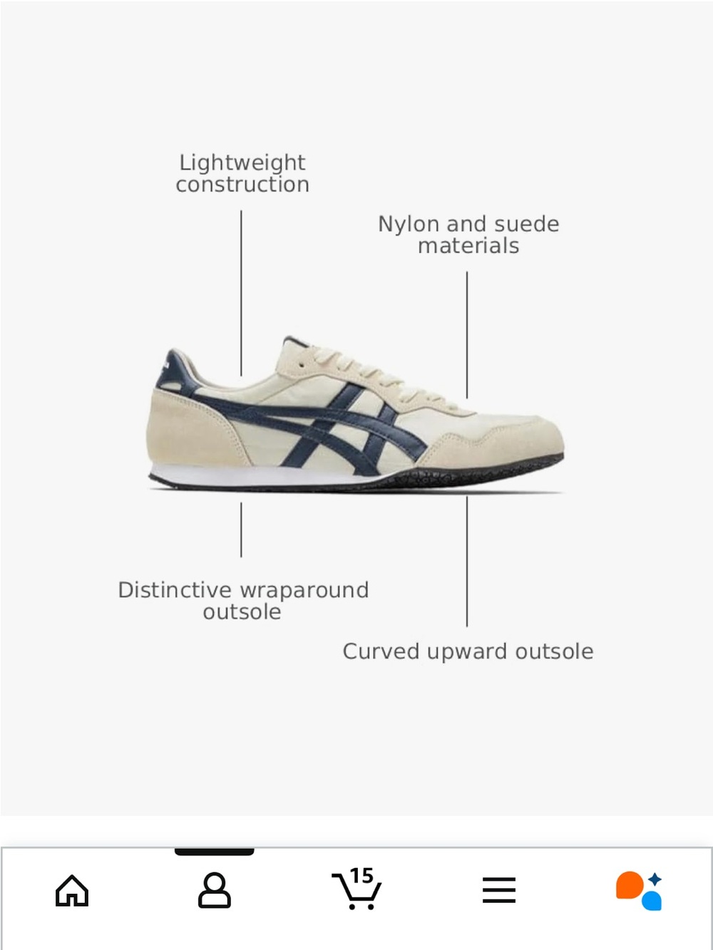 Onitsuka Tiger by Asics Women’s Serrano Slip-On Sneakers in Birch and Peacoat - Picture 5 of 14